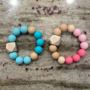 Pink and Blue Silicone Bead Kids Bracelet/Teether